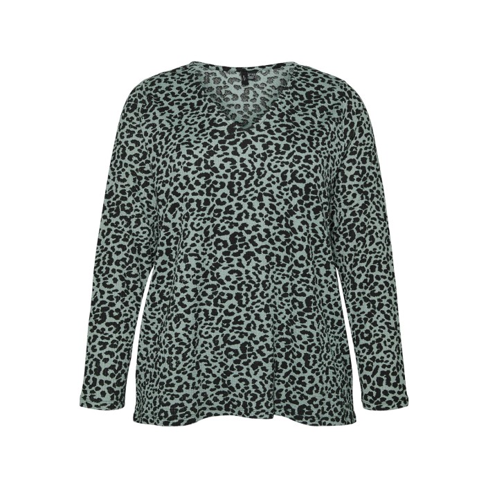 Vero Moda VMCMERVE LS LOOSE TOP JRS CUR Chinois Green/Leo | Freewear VMCMERVE LS LOOSE TOP JRS CUR - www.freewear.nl - Freewear