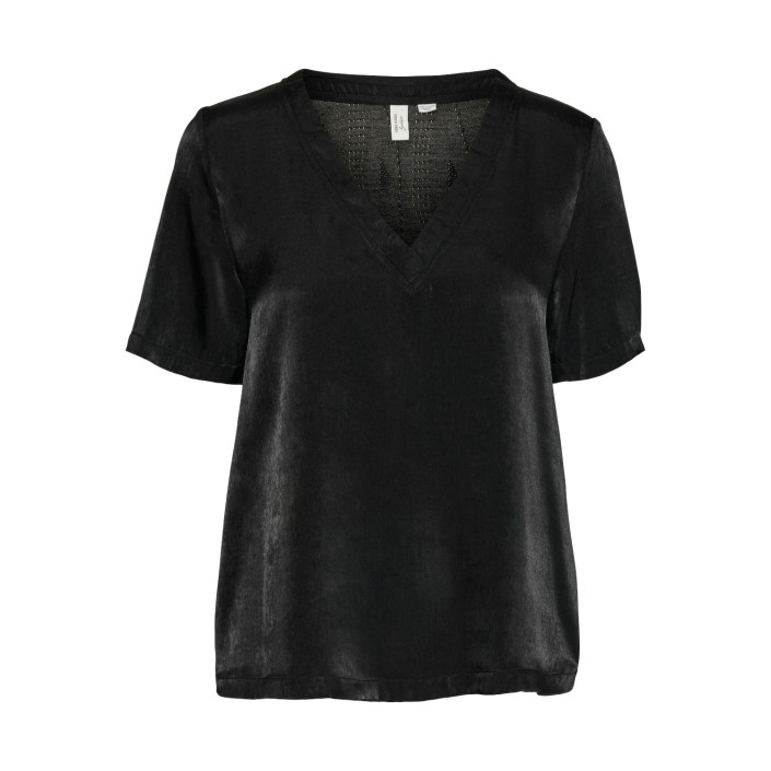 Vero Moda VMVIFIA S/S V-NECK TOP WVN BTQ Black | Freewear VMVIFIA S/S V-NECK TOP WVN BTQ - www.freewear.nl - Freewear