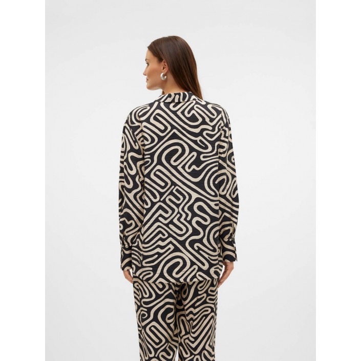 Vero Moda VMVIGDIS L/S SHIRT WVN BTQ GA Black/Vigdis | Freewear VMVIGDIS L/S SHIRT WVN BTQ GA - www.freewear.nl - Freewear