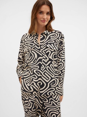 Vero Moda VMVIGDIS L/S SHIRT WVN BTQ GA Black/Vigdis | Freewear VMVIGDIS L/S SHIRT WVN BTQ GA - www.freewear.nl - Freewear