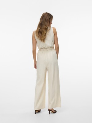 Vero Moda VMOLINE SL WIDE JUMPSUIT WVN Birch/Melange | Freewear VMOLINE SL WIDE JUMPSUIT WVN - www.freewear.nl - Freewear