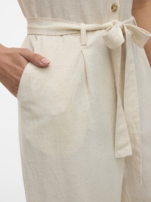 Vero Moda VMOLINE SL WIDE JUMPSUIT WVN Birch/Melange | Freewear VMOLINE SL WIDE JUMPSUIT WVN - www.freewear.nl - Freewear