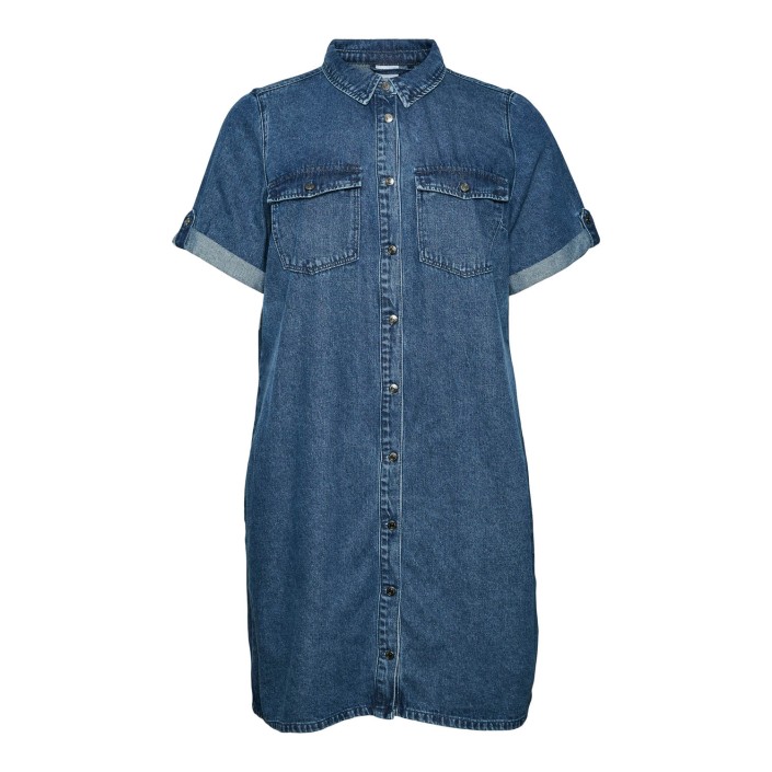 Vero Moda VMCJENNIE SS SHORT DENIM DRESS GA C: Medium Blue Denim | Freewear VMCJENNIE SS SHORT DENIM DRESS GA C: - www.freewear.nl - Freewear