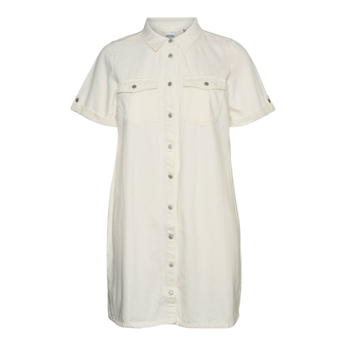 Vero Moda VMCJENNIE SS SHORT DENIM DRESS GA C: Cloud Dancer | Freewear VMCJENNIE SS SHORT DENIM DRESS GA C: - www.freewear.nl - Freewear