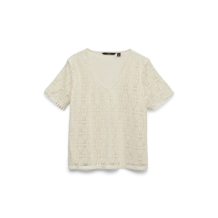 Vero Moda VMMAYA SS V NECK TOP JRS Birch | Freewear VMMAYA SS V NECK TOP JRS - www.freewear.nl - Freewear