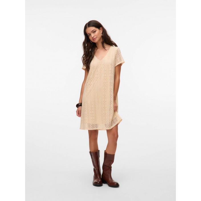 Vero Moda VMMAYA SS V NECK SHORT DRESS JRS VO Birch | Freewear VMMAYA SS V NECK SHORT DRESS JRS VO - www.freewear.nl - Freewear