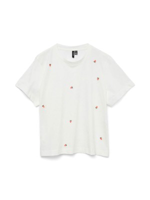 Vero Moda VMSOLVEI METTE SS TOP BOX JRS SPE G: Snow White/STRAWBERRYS | Freewear