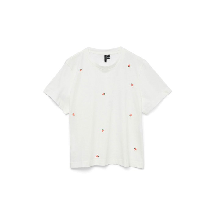 Vero Moda VMSOLVEI METTE SS TOP BOX JRS SPE G: Snow White/STRAWBERRYS | Freewear VMSOLVEI METTE SS TOP BOX JRS SPE G: - www.freewear.nl - Freewear