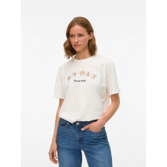Vero Moda VMSARA MIA SS TOP BOX JRS SPE GA Snow White/BONVOYAGE | Freewear VMSARA MIA SS TOP BOX JRS SPE GA - www.freewear.nl - Freewear