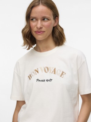 Vero Moda VMSARA MIA SS TOP BOX JRS SPE GA Snow White/BONVOYAGE | Freewear VMSARA MIA SS TOP BOX JRS SPE GA - www.freewear.nl - Freewear