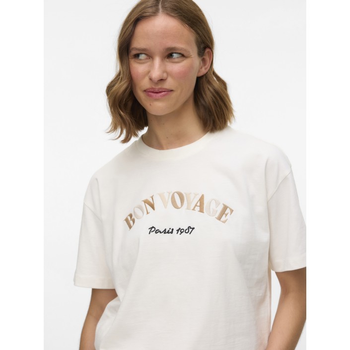 Vero Moda VMSARA MIA SS TOP BOX JRS SPE GA Snow White/BONVOYAGE | Freewear VMSARA MIA SS TOP BOX JRS SPE GA - www.freewear.nl - Freewear