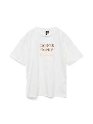 Vero Moda VMSARA MIA SS TOP BOX JRS SPE GA Snow White/CANNES FRANCE | Freewear VMSARA MIA SS TOP BOX JRS SPE GA - www.freewear.nl - Freewear