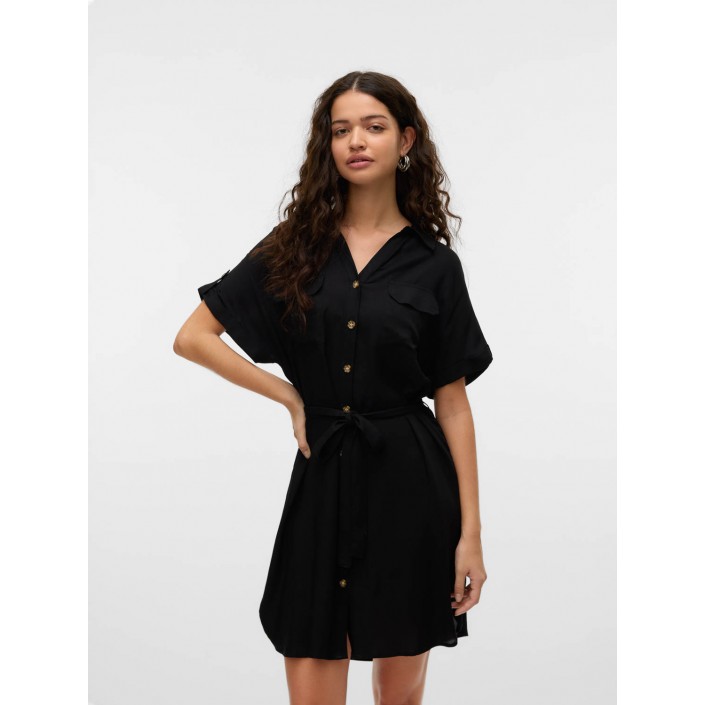 Vero Moda VMBUMPY SS SHORT SHIRT DRESS WVN GA: Black | Freewear VMBUMPY SS SHORT SHIRT DRESS WVN GA: - www.freewear.nl - Freewear
