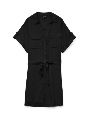 Vero Moda VMBUMPY SS SHORT SHIRT DRESS WVN GA: Black | Freewear VMBUMPY SS SHORT SHIRT DRESS WVN GA: - www.freewear.nl - Freewear