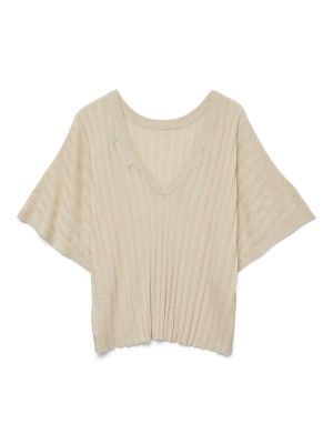 Vero Moda VMBARBADOS SS V-BACK PULLOVER GA SE Oatmeal/W. MELANGE | Freewear VMBARBADOS SS V-BACK PULLOVER GA SE - www.freewear.nl - Freewear