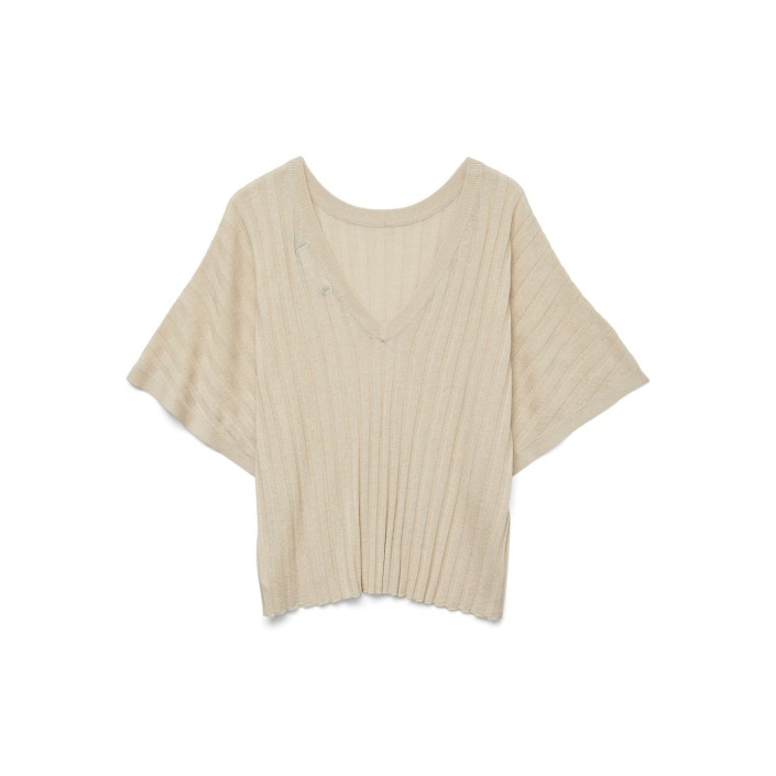 Vero Moda VMBARBADOS SS V-BACK PULLOVER GA SE Oatmeal/W. MELANGE | Freewear VMBARBADOS SS V-BACK PULLOVER GA SE - www.freewear.nl - Freewear