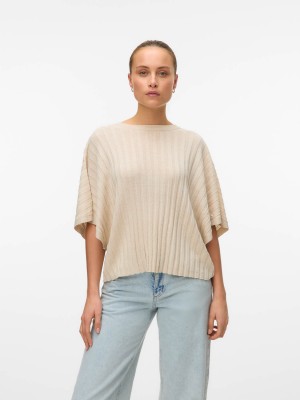 Vero Moda VMBARBADOS SS V-BACK PULLOVER GA SE Oatmeal/W. MELANGE | Freewear VMBARBADOS SS V-BACK PULLOVER GA SE - www.freewear.nl - Freewear
