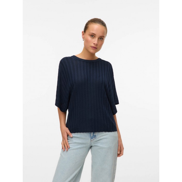 Vero Moda VMBARBADOS SS V-BACK PULLOVER GA SE Navy Blazer | Freewear VMBARBADOS SS V-BACK PULLOVER GA SE - www.freewear.nl - Freewear