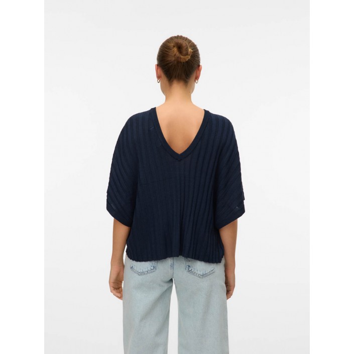 Vero Moda VMBARBADOS SS V-BACK PULLOVER GA SE Navy Blazer | Freewear VMBARBADOS SS V-BACK PULLOVER GA SE - www.freewear.nl - Freewear