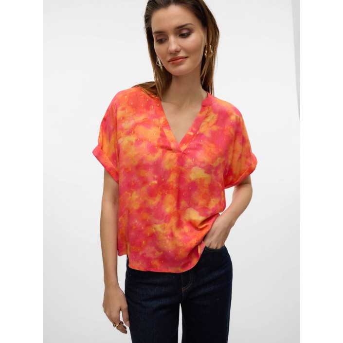 Vero Moda VMCIANA SS V-NECK TOP WVN LCS GA Golden Straw/Ciana W/O lurex | Freewear VMCIANA SS V-NECK TOP WVN LCS GA - www.freewear.nl - Freewear