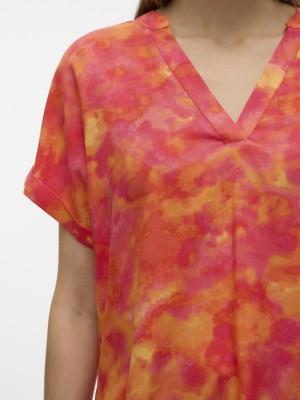 Vero Moda VMCIANA SS V-NECK TOP WVN LCS GA Golden Straw/Ciana W/O lurex | Freewear VMCIANA SS V-NECK TOP WVN LCS GA - www.freewear.nl - Freewear