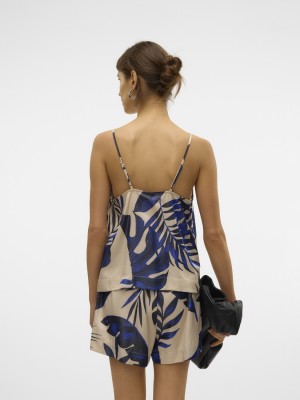Vero Moda VMVINA SINGLET TOP WVN GA Cloud Dancer/Leaf | Freewear VMVINA SINGLET TOP WVN GA - www.freewear.nl - Freewear