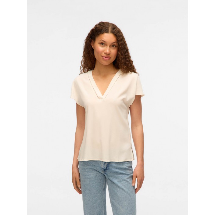 Vero Moda VMBELLA SS WIDE TOP WVN GA Snow White | Freewear VMBELLA SS WIDE TOP WVN GA - www.freewear.nl - Freewear