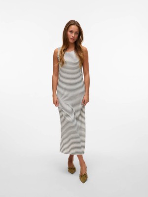 Vero Moda VMGINA SL 7/8 DRESS JRS NOOS Oatmeal/Black | Freewear VMGINA SL 7/8 DRESS JRS NOOS - www.freewear.nl - Freewear