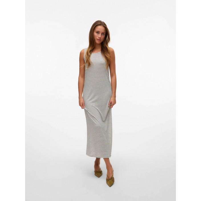 Vero Moda VMGINA SL 7/8 DRESS JRS NOOS Oatmeal/Black | Freewear VMGINA SL 7/8 DRESS JRS NOOS - www.freewear.nl - Freewear