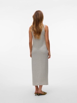 Vero Moda VMGINA SL 7/8 DRESS JRS NOOS Oatmeal/Black | Freewear VMGINA SL 7/8 DRESS JRS NOOS - www.freewear.nl - Freewear