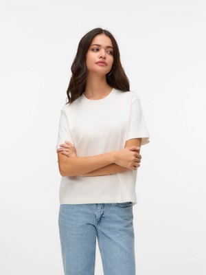 Vero Moda VMPERNILLE METTE SS TOP BOX JRS Snow White/BLISS | Freewear VMPERNILLE METTE SS TOP BOX JRS - www.freewear.nl - Freewear