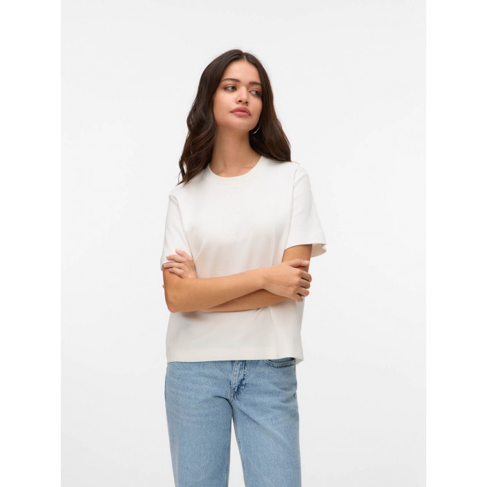 Vero Moda VMPERNILLE METTE SS TOP BOX JRS Snow White/BLISS | Freewear VMPERNILLE METTE SS TOP BOX JRS - www.freewear.nl - Freewear