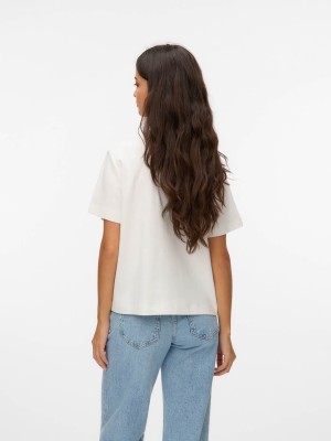 Vero Moda VMPERNILLE METTE SS TOP BOX JRS Snow White/BLISS | Freewear VMPERNILLE METTE SS TOP BOX JRS - www.freewear.nl - Freewear