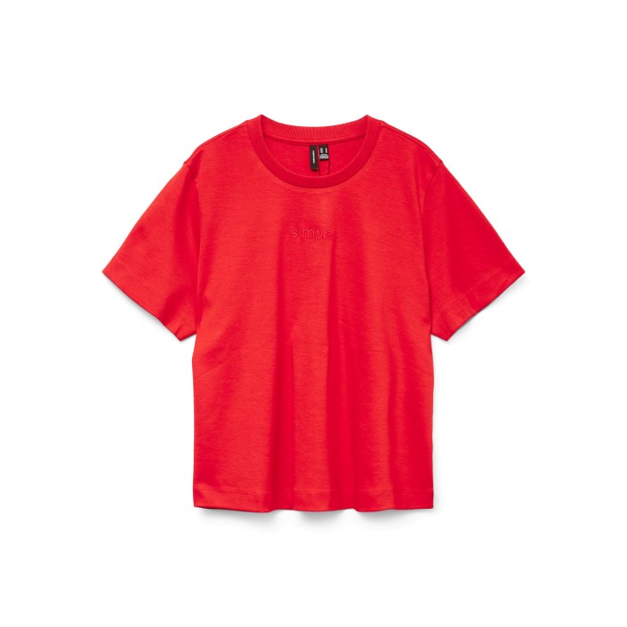 Vero Moda VMPERNILLE METTE SS TOP BOX JRS Fiery Red/SIMPLE | Freewear VMPERNILLE METTE SS TOP BOX JRS - www.freewear.nl - Freewear
