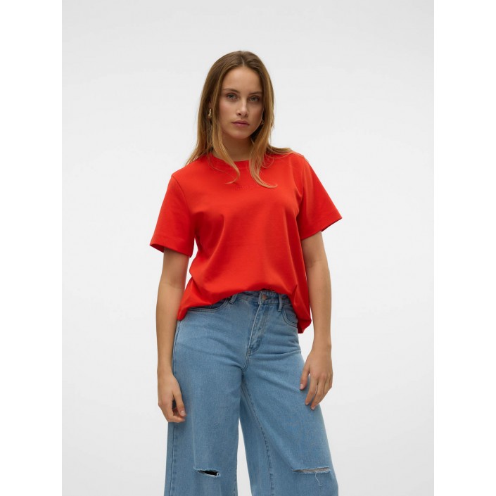 Vero Moda VMPERNILLE METTE SS TOP BOX JRS Fiery Red/SIMPLE | Freewear VMPERNILLE METTE SS TOP BOX JRS - www.freewear.nl - Freewear