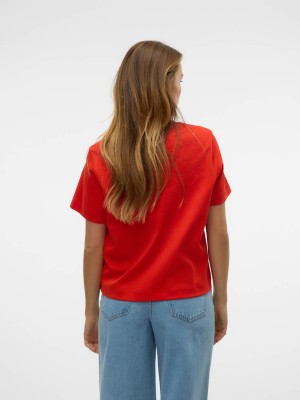 Vero Moda VMPERNILLE METTE SS TOP BOX JRS Fiery Red/SIMPLE | Freewear VMPERNILLE METTE SS TOP BOX JRS - www.freewear.nl - Freewear