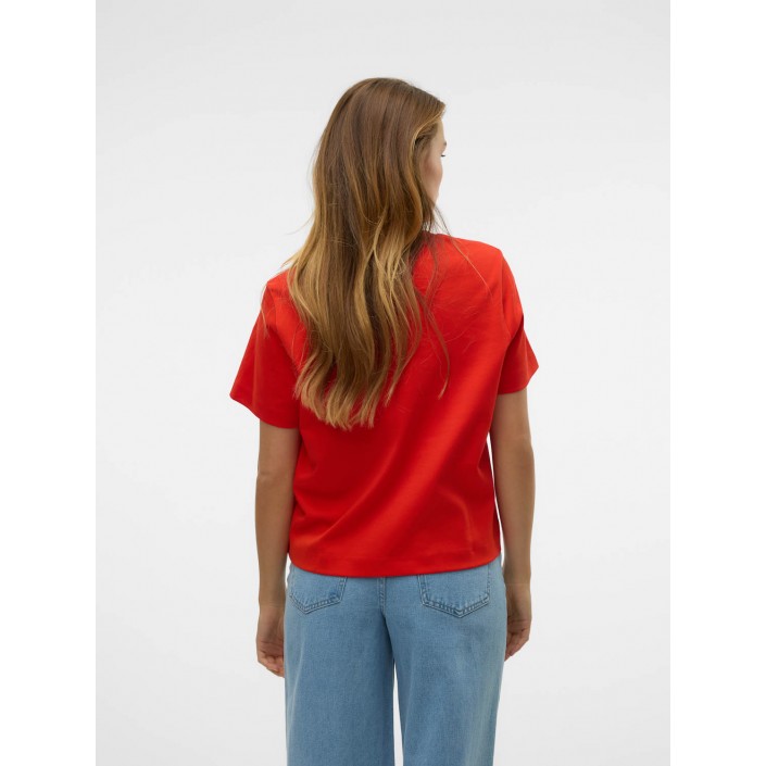 Vero Moda VMPERNILLE METTE SS TOP BOX JRS Fiery Red/SIMPLE | Freewear VMPERNILLE METTE SS TOP BOX JRS - www.freewear.nl - Freewear