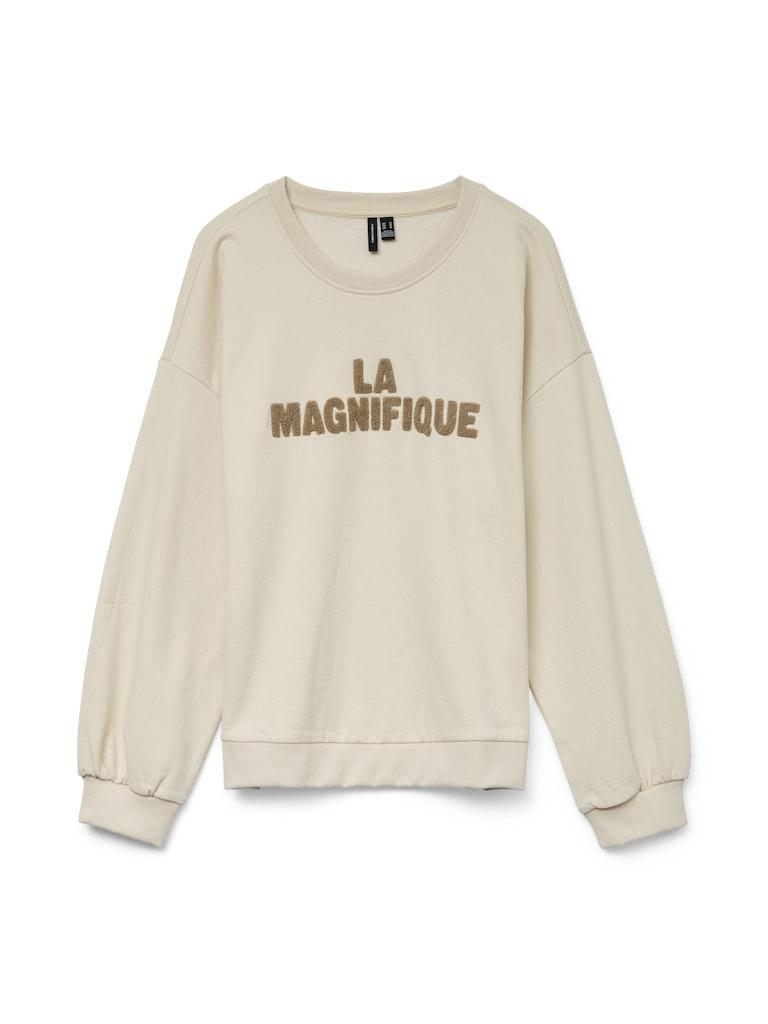 VERO MODA VMCLORA L/S O-NECK SWEAT JRS LCS GA Dames Trui - Birch Chenille Emb Text Indian Tan