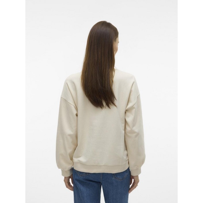 Vero Moda VMCLORA L/S O-NECK SWEAT JRS LCS GA Birch/CHENILLE EMB TEXT INDIAN T | Freewear VMCLORA L/S O-NECK SWEAT JRS LCS GA - www.freewear.nl - Freewear