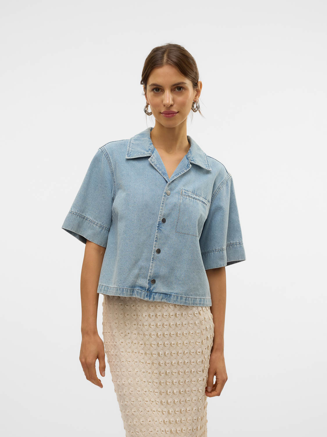 Vero moda Vmmary 2/4 V-neck Dnm Shirt Si313