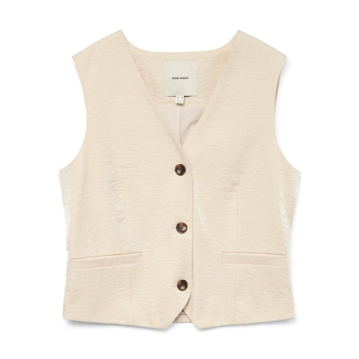 Vero Moda VMLIANA SL SHINY WAISTCOAT Oatmeal | Freewear VMLIANA SL SHINY WAISTCOAT - www.freewear.nl - Freewear
