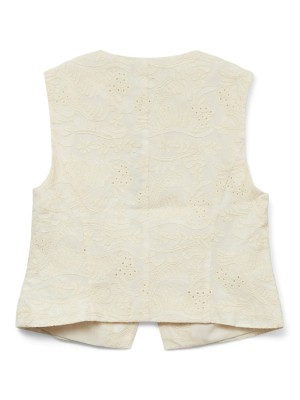 Vero Moda VMELINE SL SHORT EMBR WAISTCOAT Cloud Dancer/EMBROIDERY ANGLAIS | Freewear VMELINE SL SHORT EMBR WAISTCOAT - www.freewear.nl - Freewear