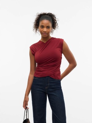 Vero Moda VMDAISY SL V-NECK TOP JRS GA Syrah | Freewear VMDAISY SL V-NECK TOP JRS GA - www.freewear.nl - Freewear