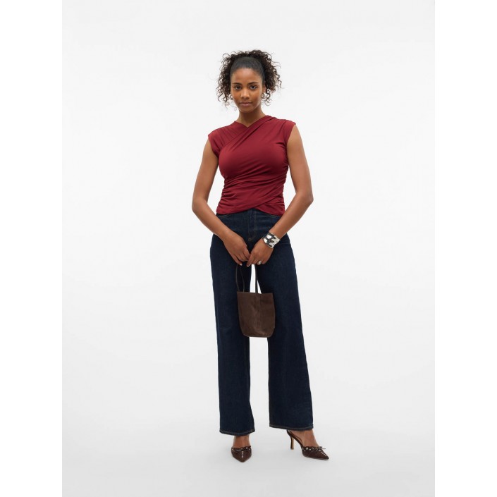 Vero Moda VMDAISY SL V-NECK TOP JRS GA Syrah | Freewear VMDAISY SL V-NECK TOP JRS GA - www.freewear.nl - Freewear