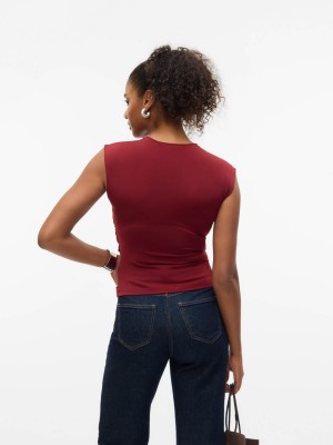 Vero Moda VMDAISY SL V-NECK TOP JRS GA Syrah | Freewear VMDAISY SL V-NECK TOP JRS GA - www.freewear.nl - Freewear
