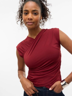 Vero Moda VMDAISY SL V-NECK TOP JRS GA Syrah | Freewear VMDAISY SL V-NECK TOP JRS GA - www.freewear.nl - Freewear