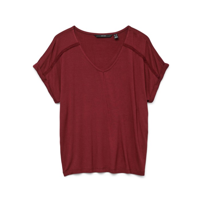 Vero Moda VMVANESSA SS V-NECK TOP JRS GA Syrah | Freewear VMVANESSA SS V-NECK TOP JRS GA - www.freewear.nl - Freewear