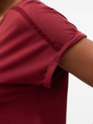 Vero Moda VMVANESSA SS V-NECK TOP JRS GA Syrah | Freewear VMVANESSA SS V-NECK TOP JRS GA - www.freewear.nl - Freewear
