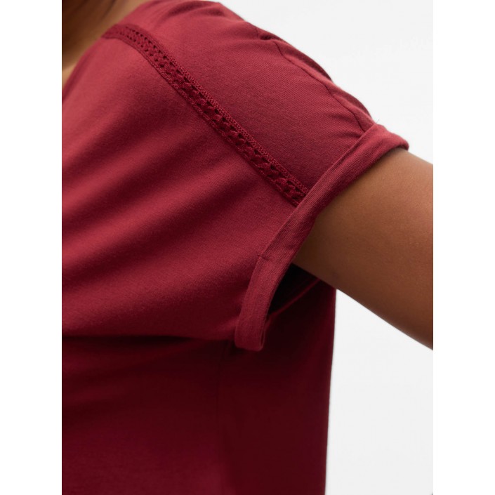Vero Moda VMVANESSA SS V-NECK TOP JRS GA Syrah | Freewear VMVANESSA SS V-NECK TOP JRS GA - www.freewear.nl - Freewear