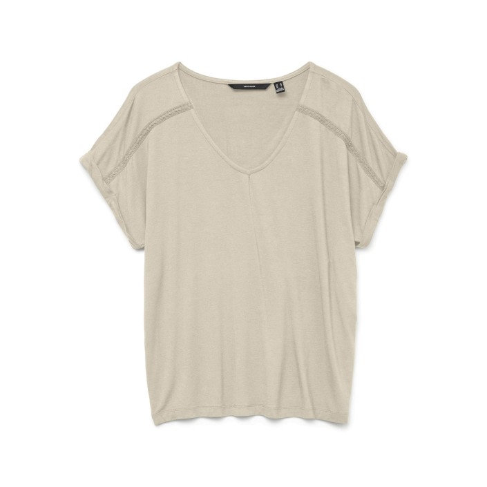 Vero Moda VMVANESSA SS V-NECK TOP JRS GA Birch | Freewear VMVANESSA SS V-NECK TOP JRS GA - www.freewear.nl - Freewear